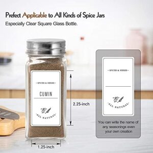 AOZITA 24 Pcs Glass Spice Jars with White Printed Spice Labels - 4oz Empty Square Spice Bottles - Shaker Lids and Airtight Metal Caps - Silicone Collapsible Funnel