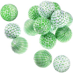 st patrick's day shamrocks fabric wrapped balls bowl filler green buffalo check fabric wrapped balls for table shelf festival decorations (18 pieces)