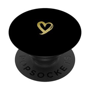 yellow minimalist heart black popsockets swappable popgrip