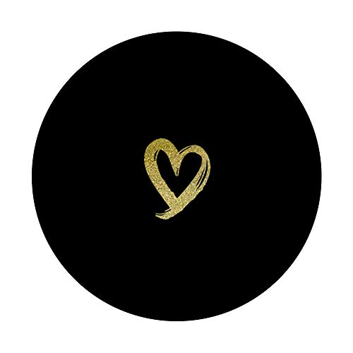 Yellow Minimalist Heart Black PopSockets Swappable PopGrip