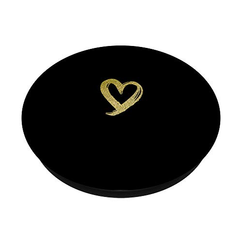 Yellow Minimalist Heart Black PopSockets Swappable PopGrip