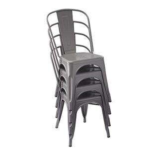 amazon basics metal dining chairs, dark grey, 1 count (pack of 4)
