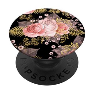 floral cell phone button pop out holder pink flowers rose popsockets popgrip: swappable grip for phones & tablets