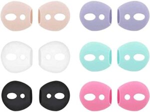 alxcd fit in case ear cover replacement for air pods headphones, silicone earbud covers eartips, compatible with air pods, 6 pairs, white black pink purple green gold