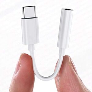 usb c to 3.5mm headphone jack adapter, okd usb c headphone adapter type c to 3.5mm aux audio cable cord (white)
