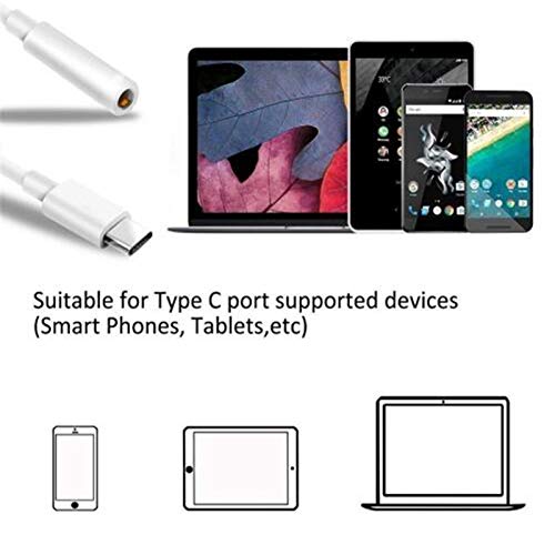 USB C to 3.5mm Headphone Jack Adapter, OKD USB C Headphone Adapter Type C to 3.5mm Aux Audio Cable Cord (White)