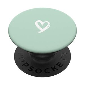white minimalist heart green popsockets swappable popgrip