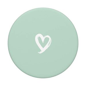 White Minimalist Heart Green PopSockets Swappable PopGrip