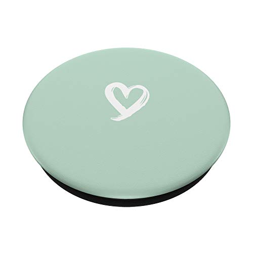 White Minimalist Heart Green PopSockets Swappable PopGrip