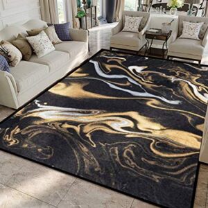 Marble Ink Paper Texture Black Silver Gold Rugs Soft Non-Slip Indoor Outdoor Living Room Bedroom Kids Room Modern Home Decor Carpet Mat Yoga Mat Runner Rugs