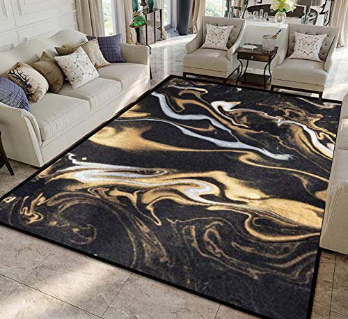 Marble Ink Paper Texture Black Silver Gold Rugs Soft Non-Slip Indoor Outdoor Living Room Bedroom Kids Room Modern Home Decor Carpet Mat Yoga Mat Runner Rugs