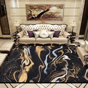 Marble Ink Paper Texture Black Silver Gold Rugs Soft Non-Slip Indoor Outdoor Living Room Bedroom Kids Room Modern Home Decor Carpet Mat Yoga Mat Runner Rugs