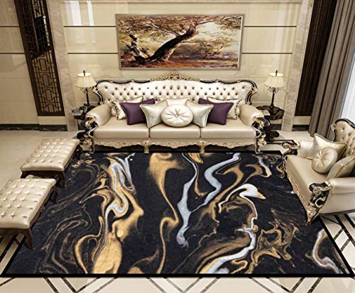 Marble Ink Paper Texture Black Silver Gold Rugs Soft Non-Slip Indoor Outdoor Living Room Bedroom Kids Room Modern Home Decor Carpet Mat Yoga Mat Runner Rugs