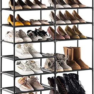 YOUDENOVA Shoe Rack, 9 tier Shoe Rack Storage for Closet Entryway, Non-Woven Fabric Large Shoe Shelf, Stackable Shoes Organizer for Boots (Black)