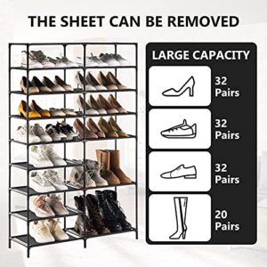 YOUDENOVA Shoe Rack, 9 tier Shoe Rack Storage for Closet Entryway, Non-Woven Fabric Large Shoe Shelf, Stackable Shoes Organizer for Boots (Black)