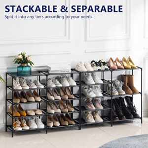 YOUDENOVA Shoe Rack, 9 tier Shoe Rack Storage for Closet Entryway, Non-Woven Fabric Large Shoe Shelf, Stackable Shoes Organizer for Boots (Black)