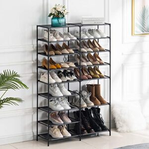 YOUDENOVA Shoe Rack, 9 tier Shoe Rack Storage for Closet Entryway, Non-Woven Fabric Large Shoe Shelf, Stackable Shoes Organizer for Boots (Black)