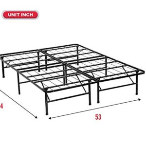 Bed Frame Foldable Heavy Duty Mattress Metal Platform Slat No Box Spring Needed Easy Assembly Noise-Free Black (Full)