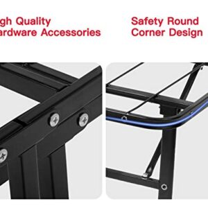 Bed Frame Foldable Heavy Duty Mattress Metal Platform Slat No Box Spring Needed Easy Assembly Noise-Free Black (Full)