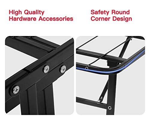 Bed Frame Foldable Heavy Duty Mattress Metal Platform Slat No Box Spring Needed Easy Assembly Noise-Free Black (Full)