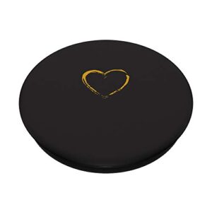 Golden Heart Black PopSockets Swappable PopGrip