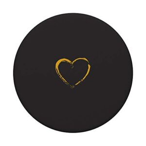 Golden Heart Black PopSockets Swappable PopGrip