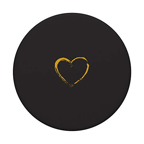 Golden Heart Black PopSockets Swappable PopGrip