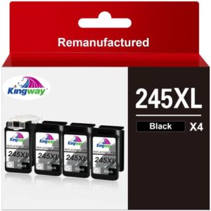 kingway 245xl black remanufactured replacement for canon 245 black ink pg-245 black 245xl pg-243 ink cartridge for pixma mx490 ts3120 (4-black)