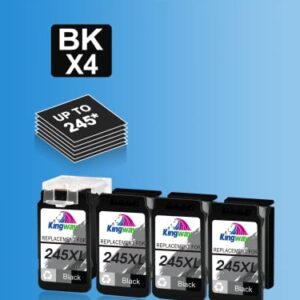 KINGWAY 245XL Black Remanufactured Replacement for Canon 245 Black Ink PG-245 Black 245XL PG-243 Ink Cartridge for Pixma MX490 TS3120 (4-Black)