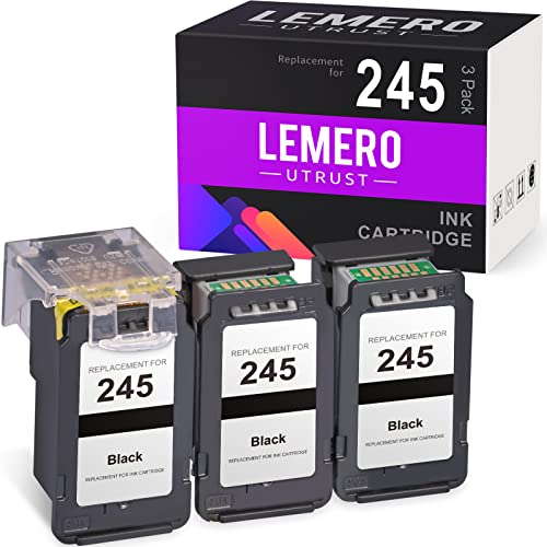 LemeroUtrust Remanufactured Ink Cartridge Replacement for Canon PG-245 245XL 245 use with Canon Pixma MX492 MX490 TS3122 TS202 MG2522 MG2525 MG2922 MG3022 (1 Print Head, 3 Black Ink Cartridges)