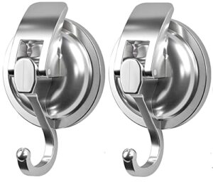 tesot suction cup hooks, shower hooks, upgraded suction cups for glass chorme silver, 2 pack