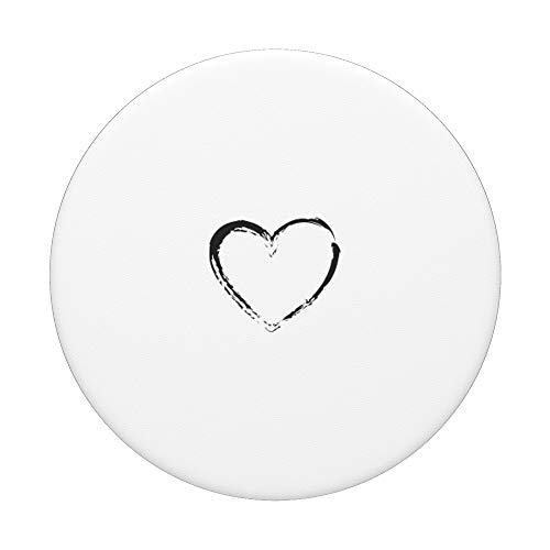 Black Heart White PopSockets Swappable PopGrip