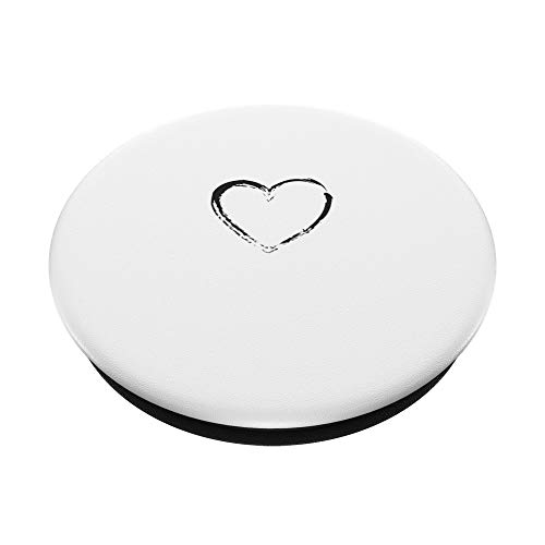 Black Heart White PopSockets Swappable PopGrip