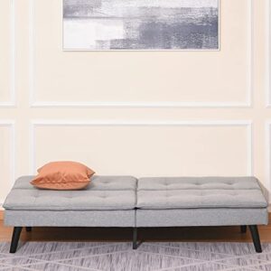 HOMCOM Convertible Lounge Futon Sofa Bed/3 Seater Tufted Fabric Upholstered Sleeper with Adjustable Backrest, Grey