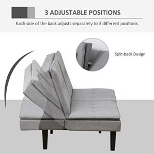 HOMCOM Convertible Lounge Futon Sofa Bed/3 Seater Tufted Fabric Upholstered Sleeper with Adjustable Backrest, Grey