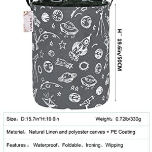 FANKANG Storage Basket, Nursery Hamper Canvas Laundry Basket Foldable with Waterproof PE Coating Large Storage Baskets for Kids Boys and Girls, Office, Bedroom, Clothes,Toys（Space Planet）