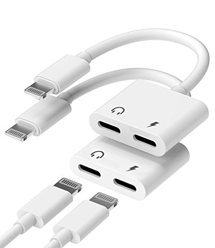 Headphone Adapter Lightning to Audio Jack and Charger Extender Earphone Charging Splitter Compatible with iPhone 11 12Mini pro max xs xr x se2 7 8plus for ipad air Cable Converter Apple MFI Certified