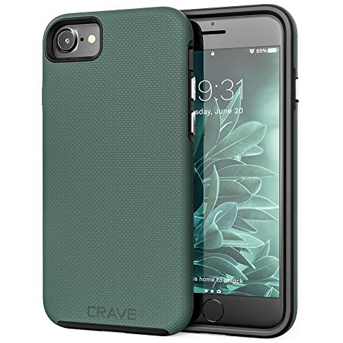 Crave Dual Guard for Apple iPhone SE 2022 (3rd gen) Case, SE 2020 (2nd gen) Case, iPhone 8 Case, iPhone 7 Case, Shockproof Protection Dual Layer Case for iPhone SE/8/7 (4.7 Inch) - Forest Green