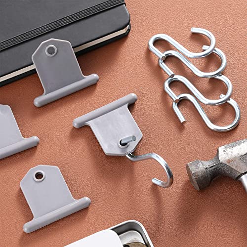Rv Awning Hooks for Lights Camping Awning Accessory Hangers S Shaped Hooks Set Rv Party Light Hangers for Christmas Party Camping Tent Indoor and Outdoor Supplies (Grey and Silver,24 Pairs)