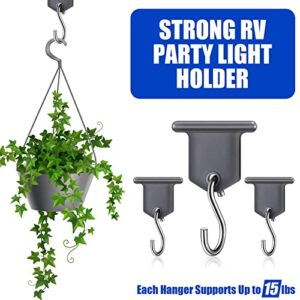 Rv Awning Hooks for Lights Camping Awning Accessory Hangers S Shaped Hooks Set Rv Party Light Hangers for Christmas Party Camping Tent Indoor and Outdoor Supplies (Grey and Silver,24 Pairs)