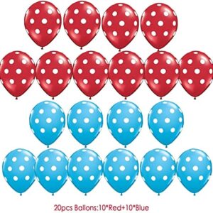 Dr Seuss Birthday Party Decorations/Dr Seuss Baby Shower Decorations/Thing One and Thing Two Birthday Decorations Dr. Suess Cat in The Hat Theme Party /Turquoise White Red Polka Dot Balloons