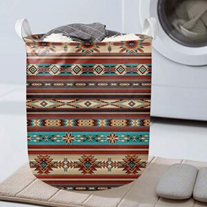 Poceacles Southwestern Navajo Aztec Tribal Laundry Hamper,Polyester Fabric Storage Bins Foldable Laundry Basket for College Dorms,Kids Bedroom,Bathroom