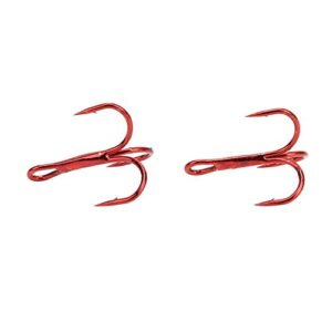 VGEBY Fishing Hooks Treble Hooks Kit 100pcs Red High Carbon Steel Strong Sharp Round Bend Fishhook Fishing Accessories(8#) Fish Hook Supplies