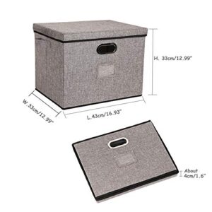 Lukeline 17x13 Foldable Large-Capacity Storage Bins with Lids and Metal Handle, Closet Organizers and Storage Bins for Living Room, Bedroom, Nursery, Closet, Dormitory or Office, 2-Pack