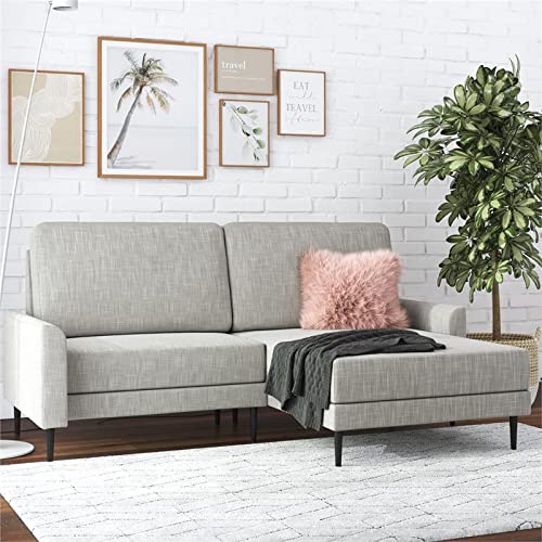 CosmoLiving by Cosmopolitan Francis Upholstered Sofa Sectional, Light Gray