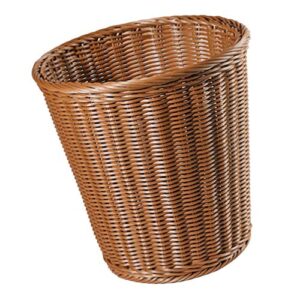 Wakauto Trashcan Paper Wastebasket Rattan Woven Storage Baskets Decorative Farmhouse Open Trash Can Rubbish Bin Container Laundry Organizer Basket for Bedroom Desktop Light Brown Rattan Basket