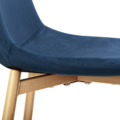 Higliocas Dining Chairs Set of 4 Mid Century Modern Side Chairs,Retro Velvet Upholstered Dining Chair with Metal Tube (Blue) …