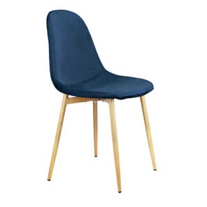 Higliocas Dining Chairs Set of 4 Mid Century Modern Side Chairs,Retro Velvet Upholstered Dining Chair with Metal Tube (Blue) …