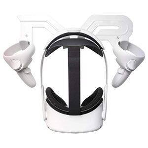 sinwevr vr headset and controller wall mount storage stand hook compatible for meta/oculus quest 2 / pro / 1, psvr 2, pico 4, rift s, hp reverb g2, htc vive, cosmos, valve index, ps vr (white)