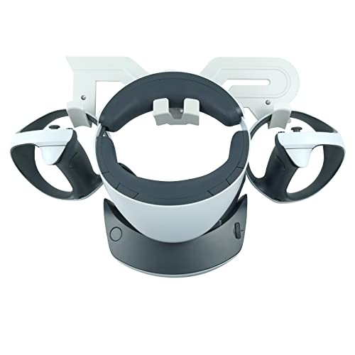 SINWEVR VR Headset and Controller Wall Mount Storage Stand Hook Compatible for Meta/Oculus Quest 2 / Pro / 1, PSVR 2, Pico 4, Rift S, Hp Reverb G2, HTC Vive, Cosmos, Valve Index, PS VR (White)